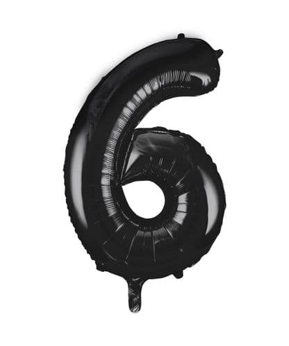Black Number 6 Foil Balloon 34"
