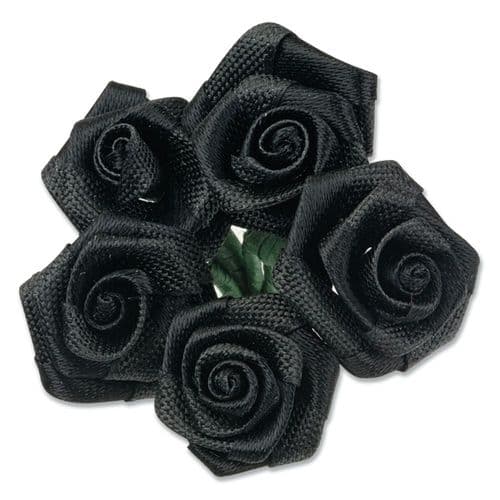 Black Ribbon Roses/Medium - dia. 20mm - packed in 144's