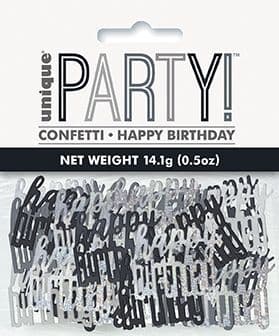 Black & Silver Glitz Happy Birthday Foil Confetti 0.5oz