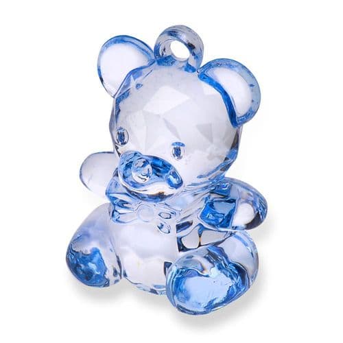 Blue Acrylic Teddy Bear - height 45mm - 6 in pack