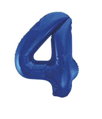 Blue Glitz Number 4 Foil Balloon 34"