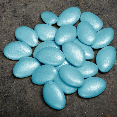 Blue Pearlised Chocolate Dragees  (Almond Shape) - 30mm size approx