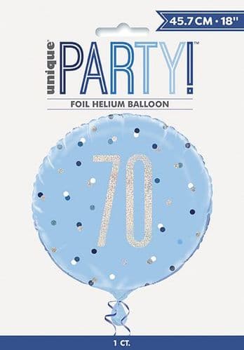 Blue & Silver Glitz Age 70 Prismatic Foil Balloon 18"