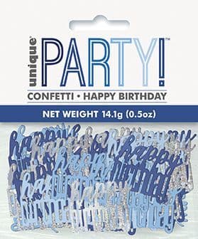 Blue & Silver Glitz Happy Birthday Foil Confetti 0.5oz