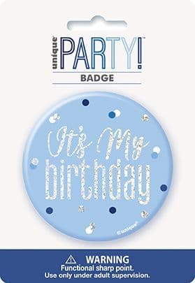 Blue & Silver Glitz 'It's My Birthday' Badge
