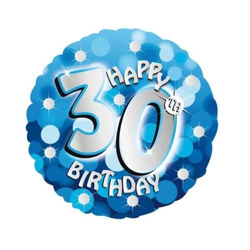 Blue Sparkle Party Happy Birthday 30th Foil Balloon