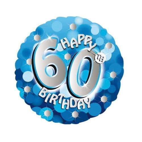 Blue Sparkle Party Happy Birthday 60th Foil Balloon