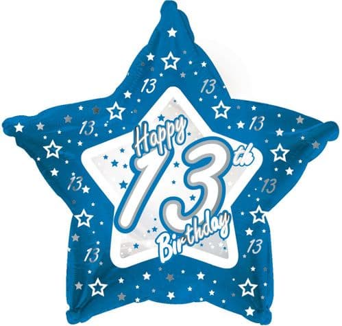 Blue Stars Age 13 Foil Balloon