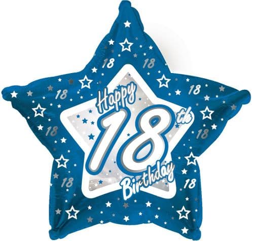 Blue Stars Age 18 Foil Balloon