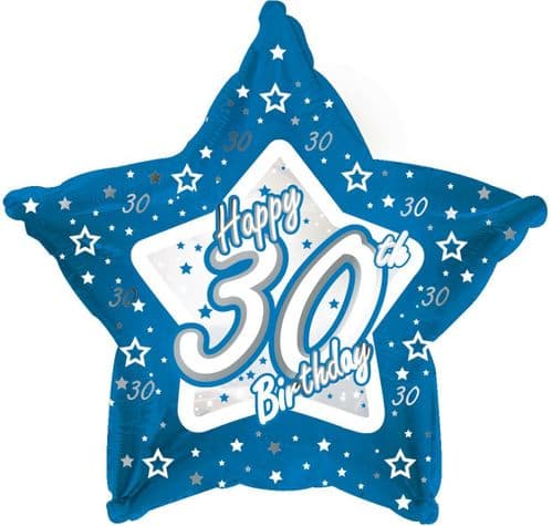 Blue Stars Age 30 Foil Balloon