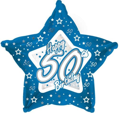 Blue Stars Age 50 Foil Balloon