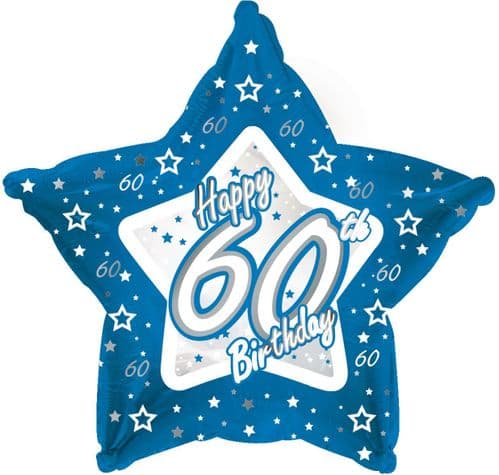 Blue Stars Age 60 Foil Balloon