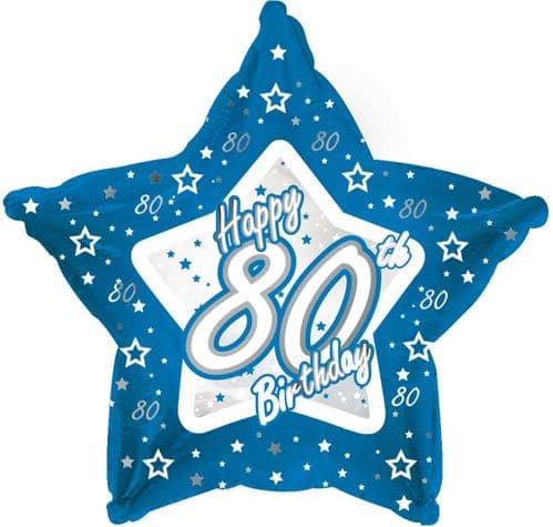 Blue Stars Age 80 Foil Balloon