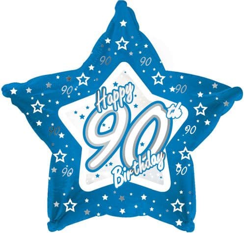Blue Stars Age 90 Foil Balloon