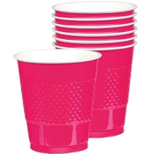 Bright Pink Plastic Cups 355ml 20 per pack.