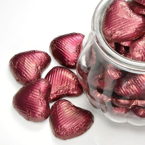 Burgundy Foiled Chocolate Hearts - box of 200