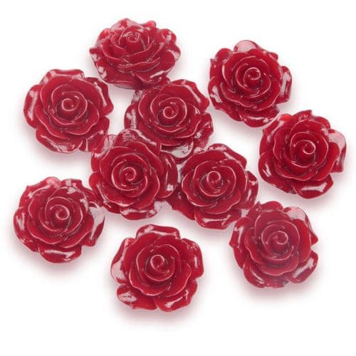Burgundy Resin Rose Flower - 20mm (10) - 6 packs