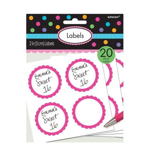 Candy Buffet Scalloped Labels Bright Pink pack of 5.