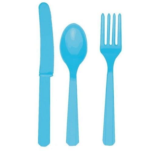 Caribbean Blue Cutlery Assortment pack of 24.