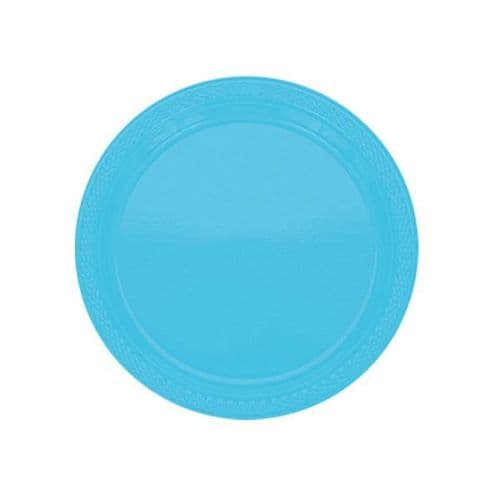 Caribbean Blue Plastic Plates - 17.7cm  20 per pack.