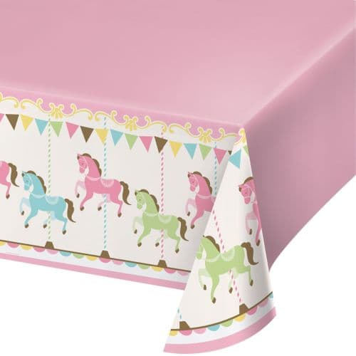 Carousel Baby Shower 54" x 102" Plastic Tablecover