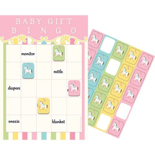 Carousel Baby Shower Bingo Game