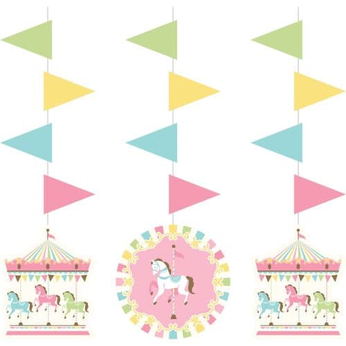 Carousel Baby Shower Hanging Cutouts 3 per pack