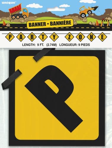 Construction Party Zone Block Banner