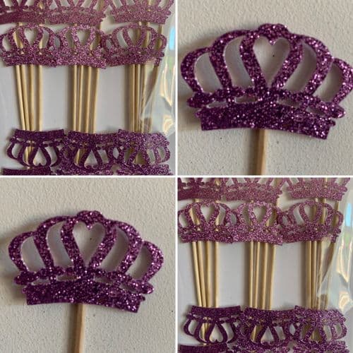 Crown Cupcake/Food Picks Purple 12's