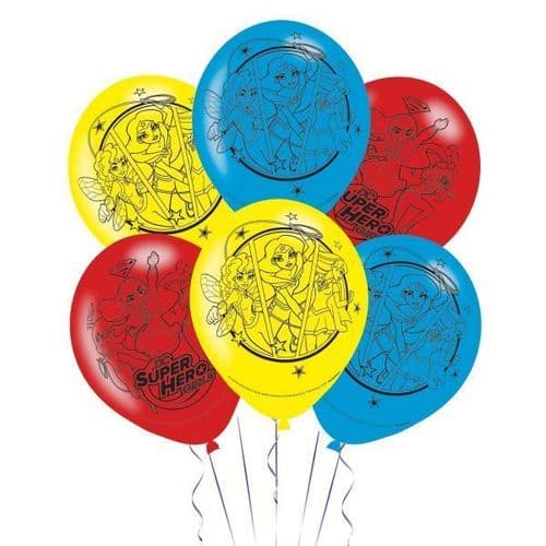 DC Super Hero Girls 4 Sided Latex Balloons 11"/28cm 6's