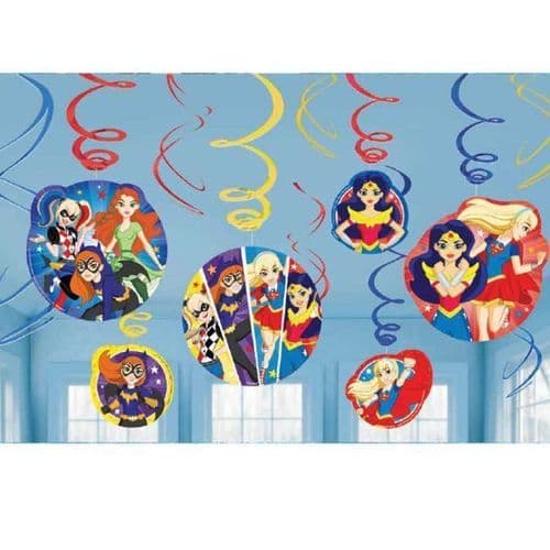 DC Super Hero Girls Hanging Swirl Decorations 12's
