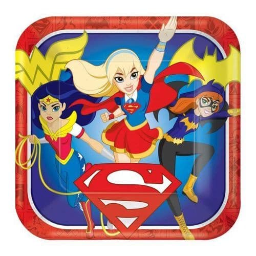 DC Super Hero Girls Square Paper Plates 23cm 8's