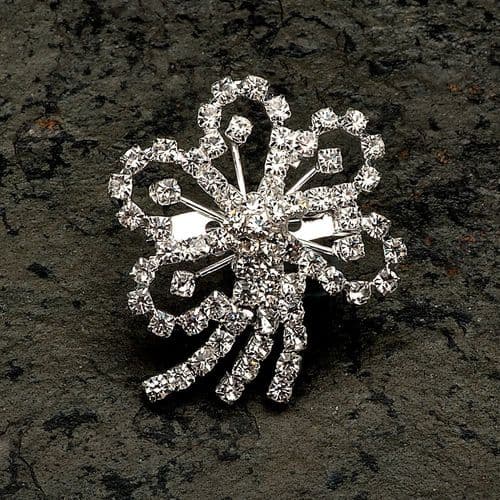 Diamante Flower Brooch