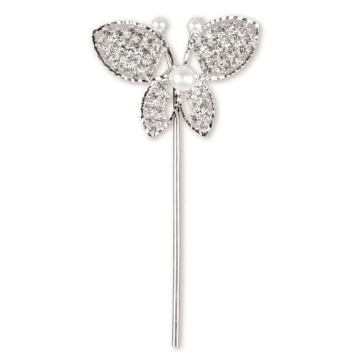 Diamante/Pearl  Butterfly on Stem