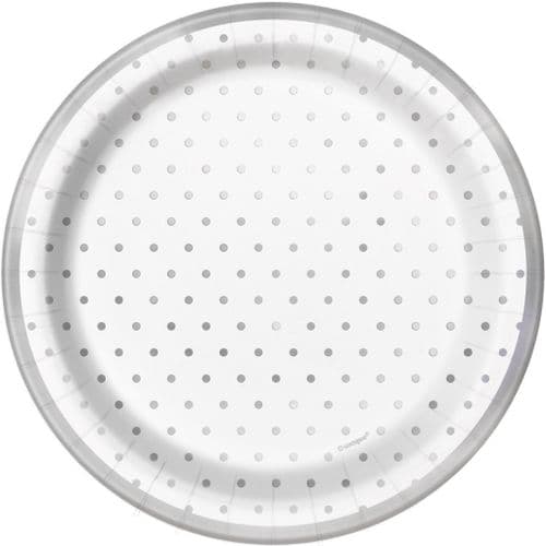 Elegant Silver Dots 7" Plates 8's