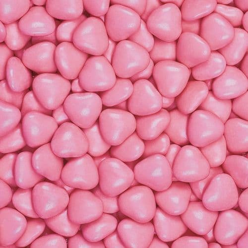 Fucshia Chocolate Heart Dragees - 15mm size approx - in box of 1kg