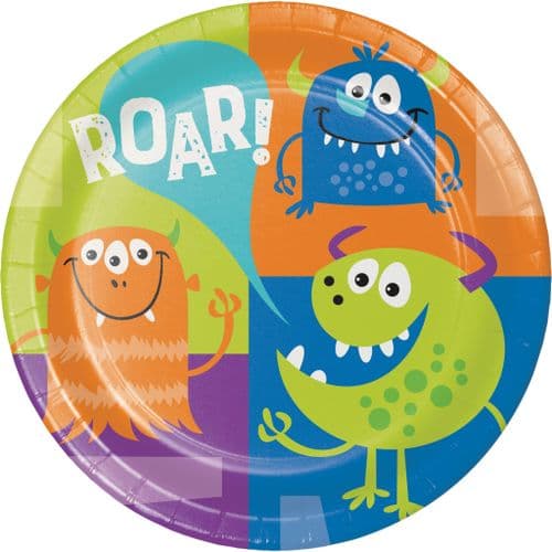 Fun Monsters Paper Dinner Plates 8 x 9"