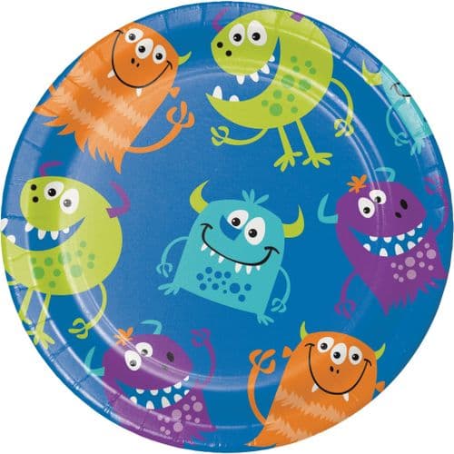 Fun Monsters Paper Lunch Plates 8 x 7"