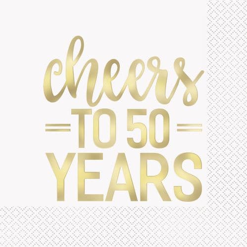 Gold Cheers To 50 Years Lunch Napkins 16's