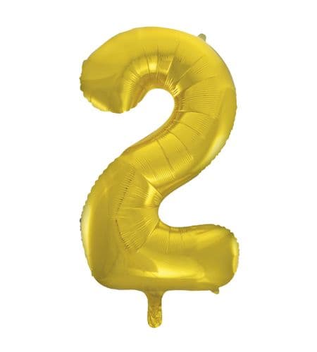 Gold Number 2 Foil  Balloon 34"
