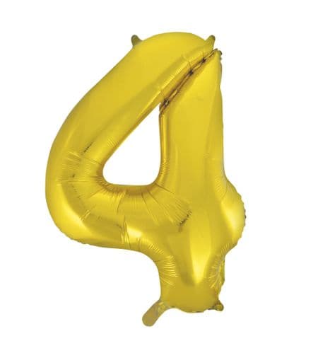 Gold Number 4 Foil  Balloon 34"