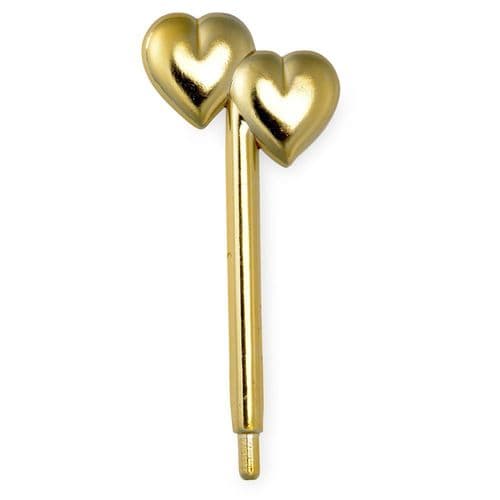 Gold Plastic Solid Heart on Stem - pack of 5