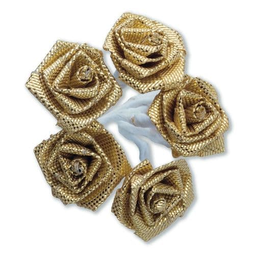Gold Ribbon Roses/Medium - dia. 20mm - packed in 144's