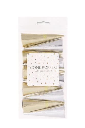 Gold & Silver Cone Poppers 16 per pack