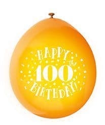 Happy 100th Birthday air-fill Latex Balloons 10 x 9" assorted colours
