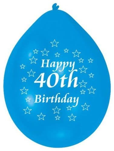 Happy 40th Birthday Latex Balloons 10 per pack.