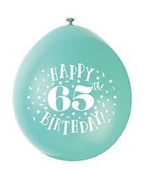 Happy 65th Birthday air-fill Latex Balloons 10 x 9" assorted colours