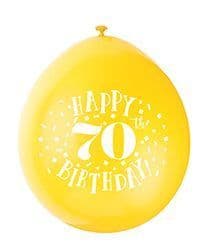 Happy 70th Birthday air-fill Latex Balloons 10 x 9" assorted colours