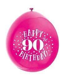 Happy 90th Birthday air-fill Latex Balloons 10 x 9" assorted colours