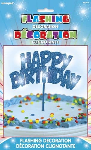 Happy Birthday Flashing Pick Decoration-Blue